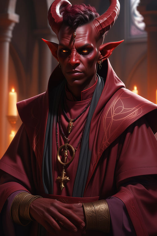 A maroon-skinned tiefling priest of mercy that operates seve... by ...