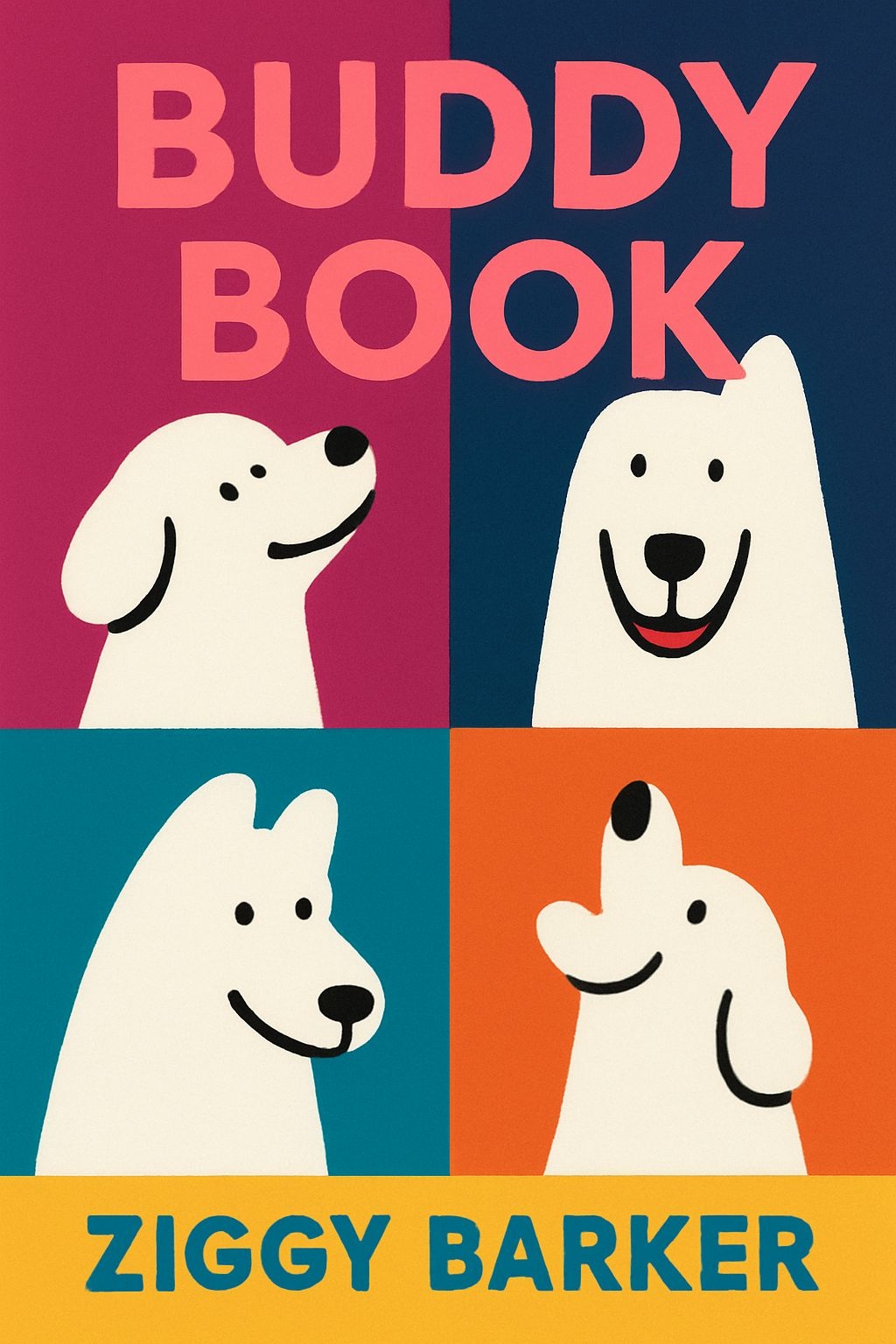 Vibrant Cartoon Dogs Buddy Book Cover Design for EBook Cover