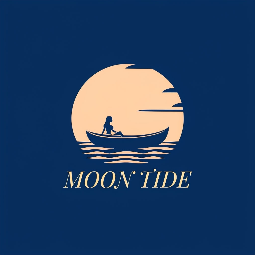 Nautical Moon Tide Stylish Logo Design for Apparel Branding Logo