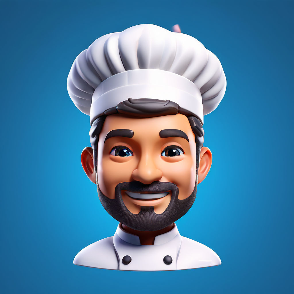 Create a 3D face portrait in Memoji style. He is a chef wear... by ...