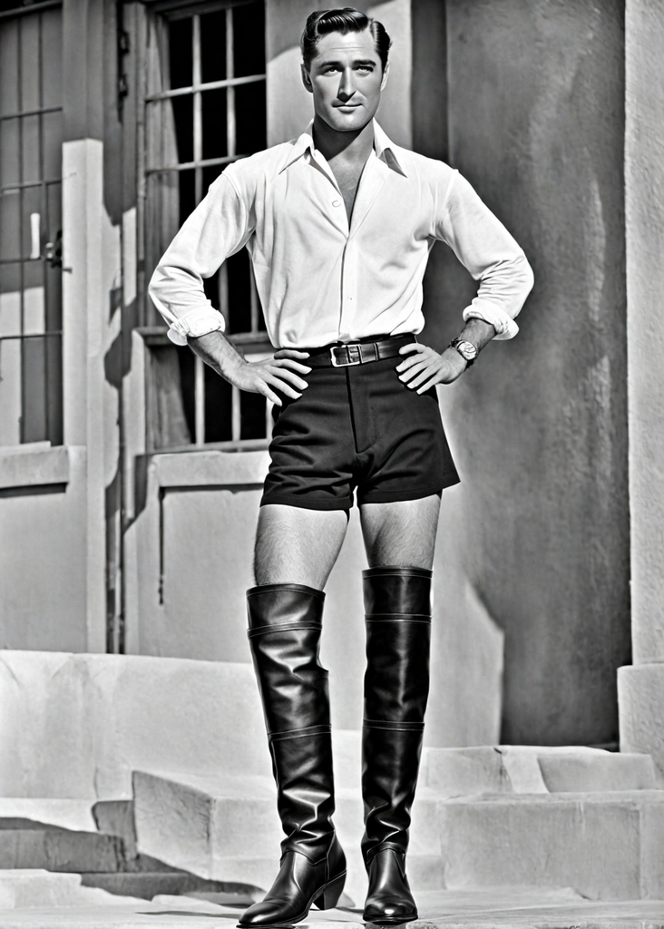 Errol Flynn wearing thigh-high cavalier boots with tight sho... by Lars ...