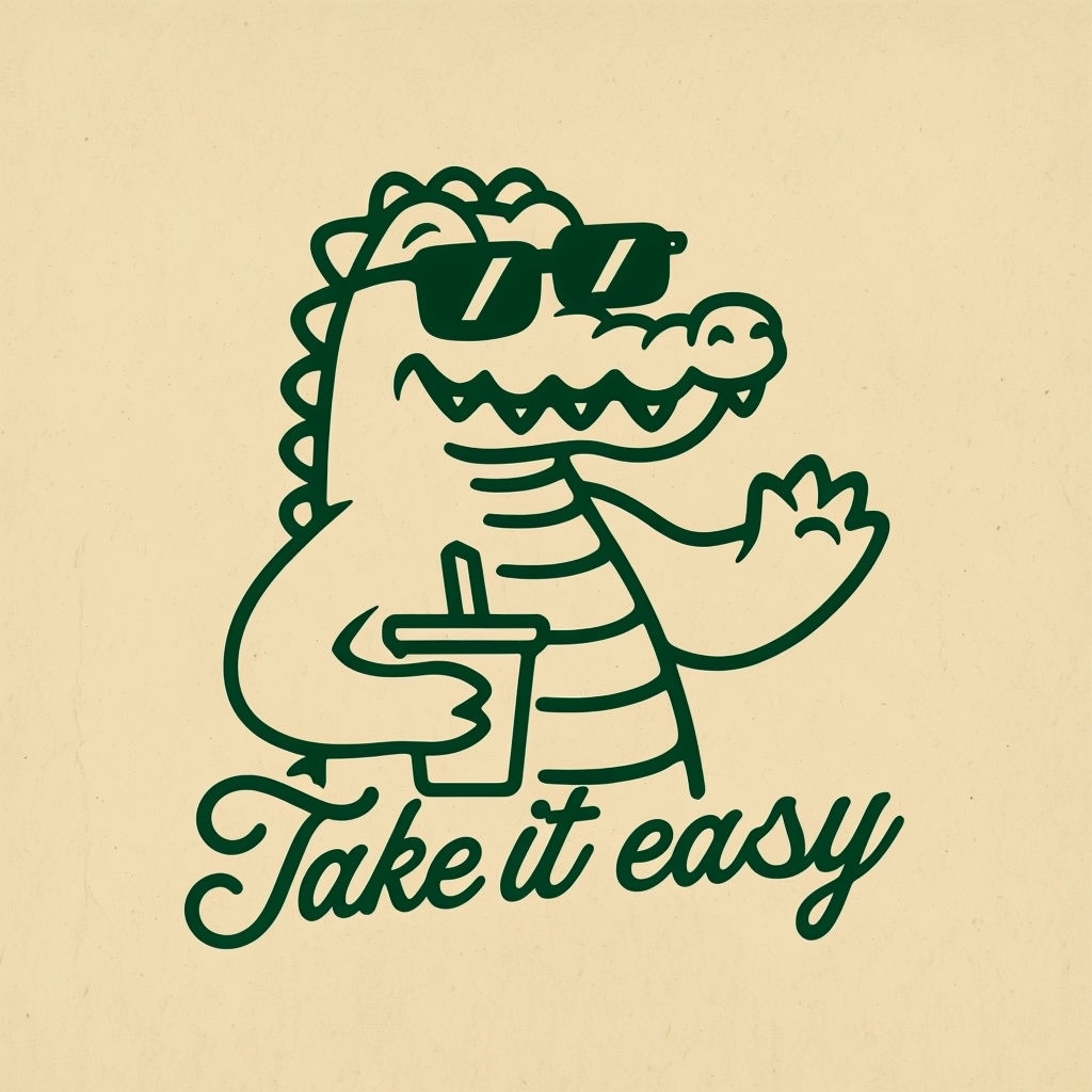 Cheerful Alligator Character with Sunglasses T-Shirt