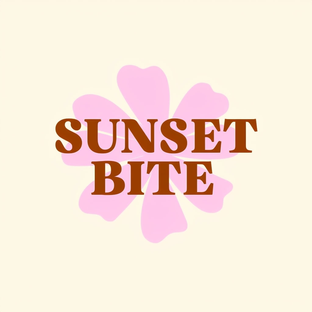Minimalist Sunset Bite Logo with Playful Floral Element