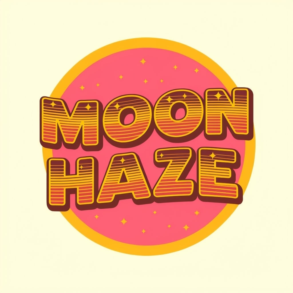 Colorful Retro Moon Haze Graphic with Stars Logo
