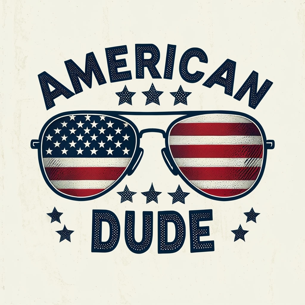 Patriotic Aviator Sunglasses American Flag Design T-Shirt