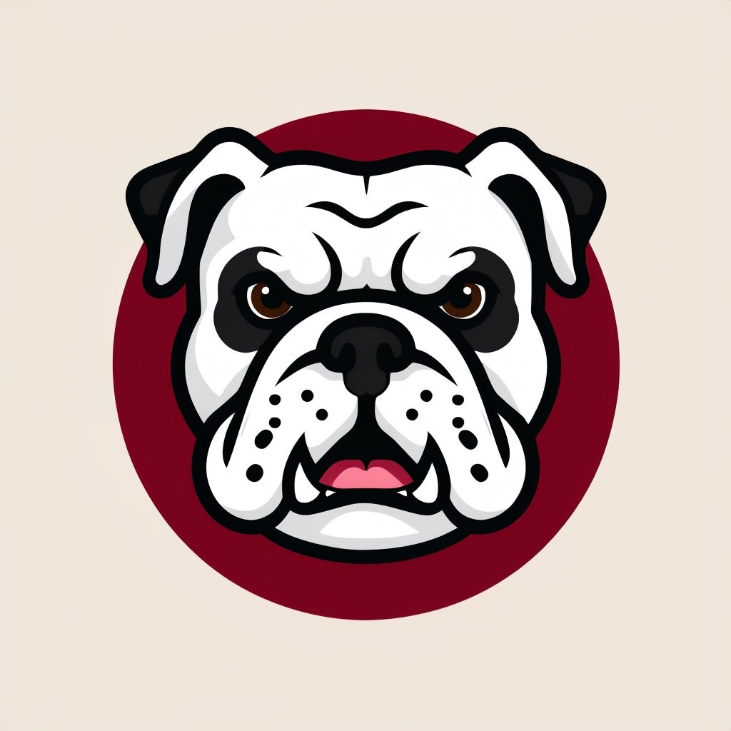 Bold Bulldog Face Flat Icon Sticker