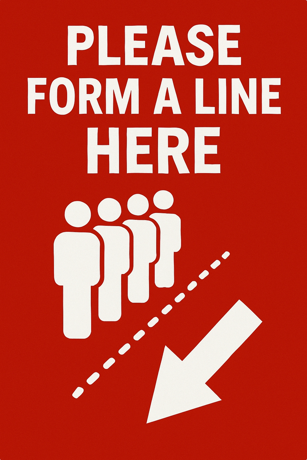 Minimalist Please Form a Line Here Instructional Sign Design Event Sign