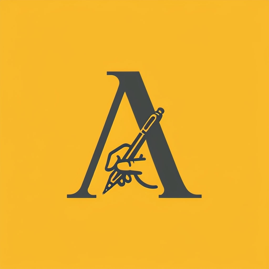 Stylish Minimalist A Logo Design with Hand Holding Pencil Logo