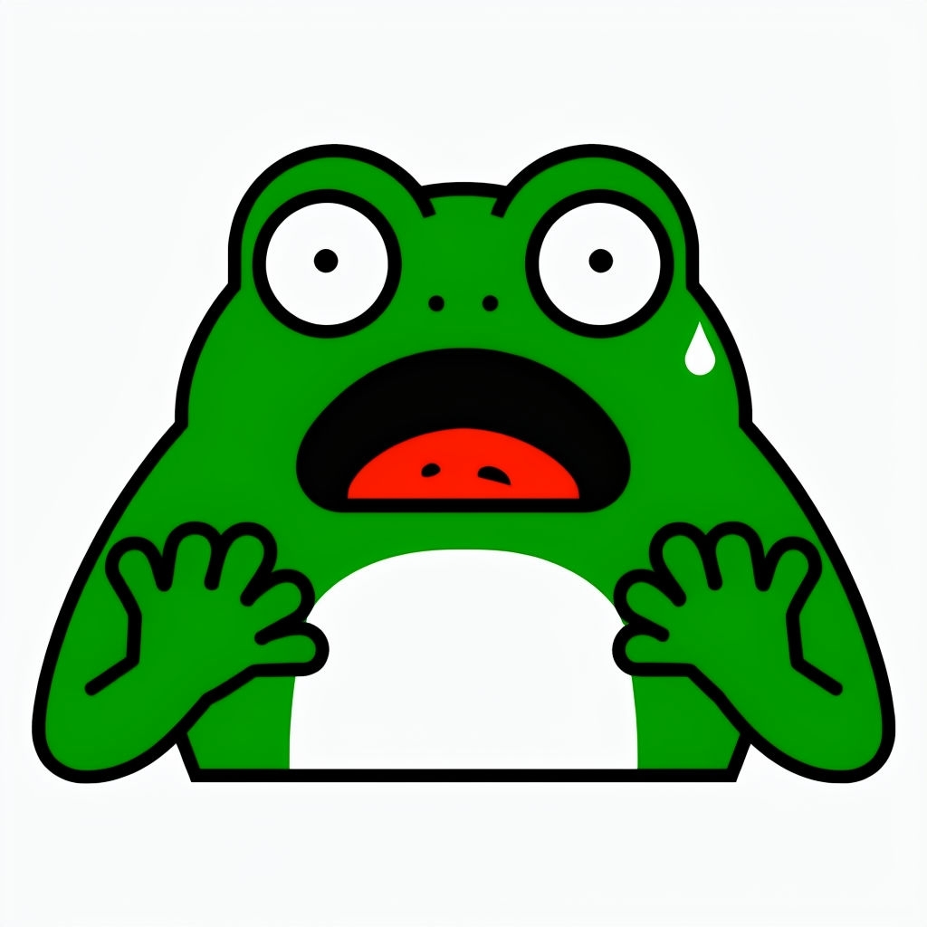 Shocked Green Frog Cartoon Character Illustration Sticker