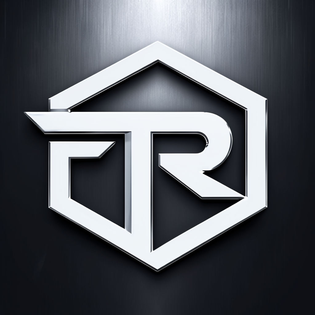 Futuristic Interlocked TR Emblem on Dark Metallic Background Monogram