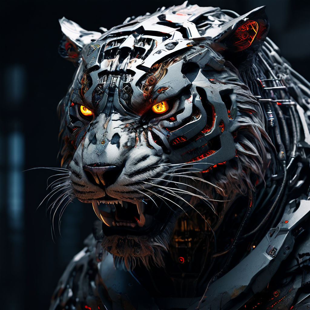 Realistic cyborg tiger protected with titanium by Yazeed Nayel - Playground