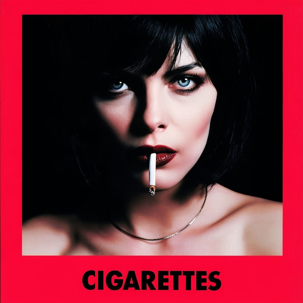 Striking Black and Red Cigarettes Woman Portrait Album Cover