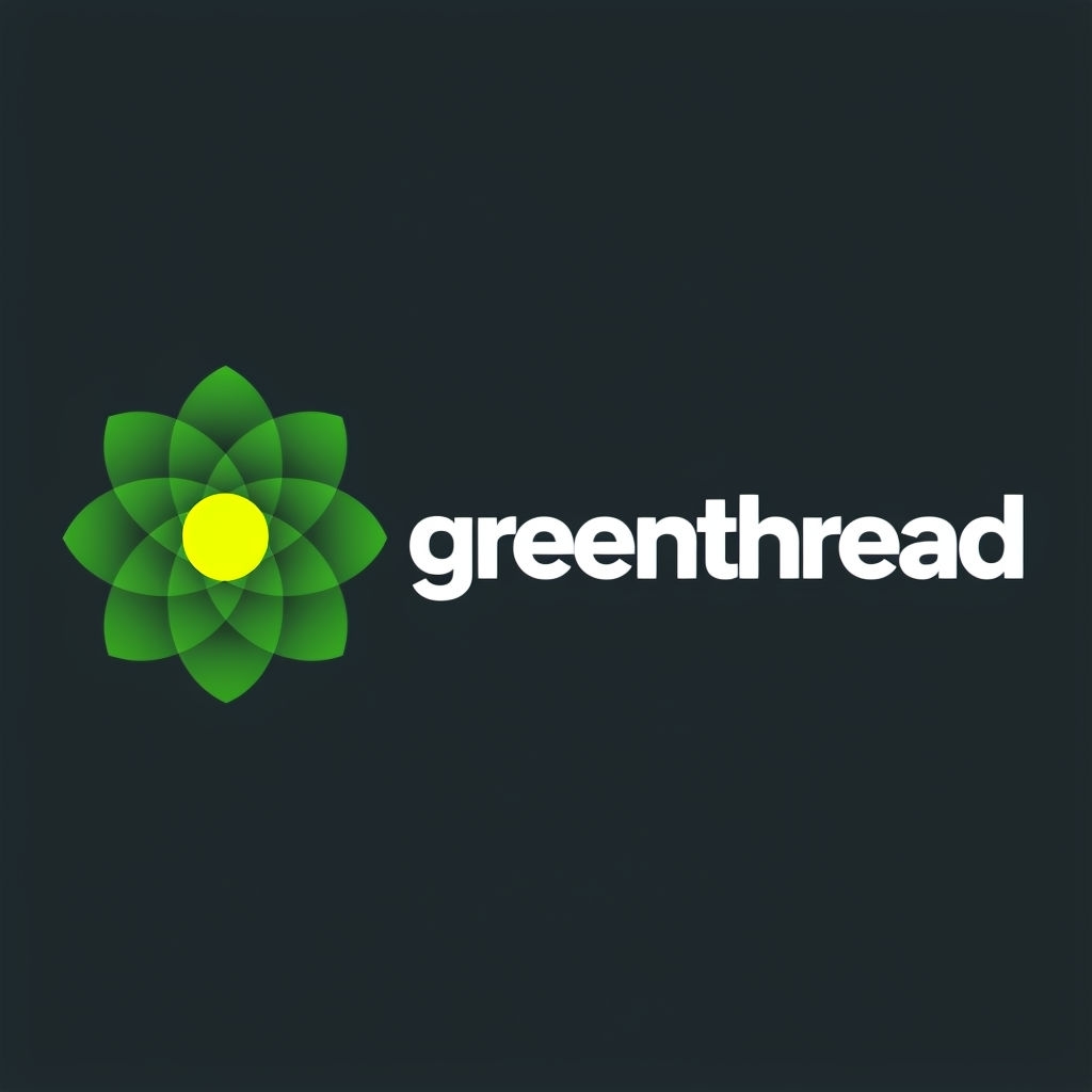 Modern Stylized Greenthread Flower Logo Design on Charcoal Background