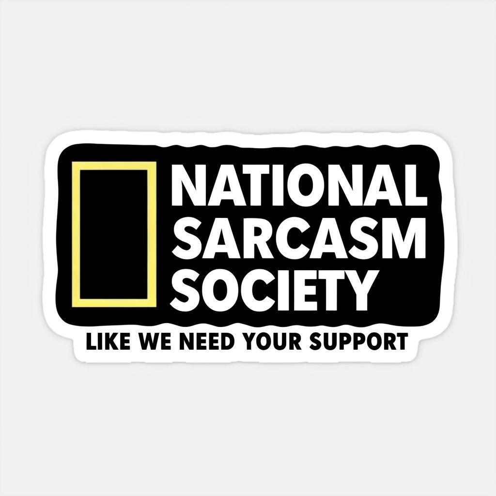 National Sarcasm Society Humorous Sticker Design