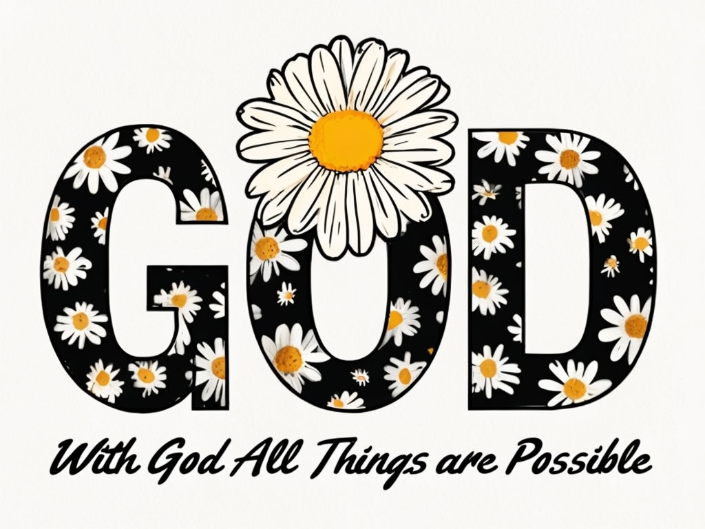 Floral God Typography with Inspirational Quote Poster
