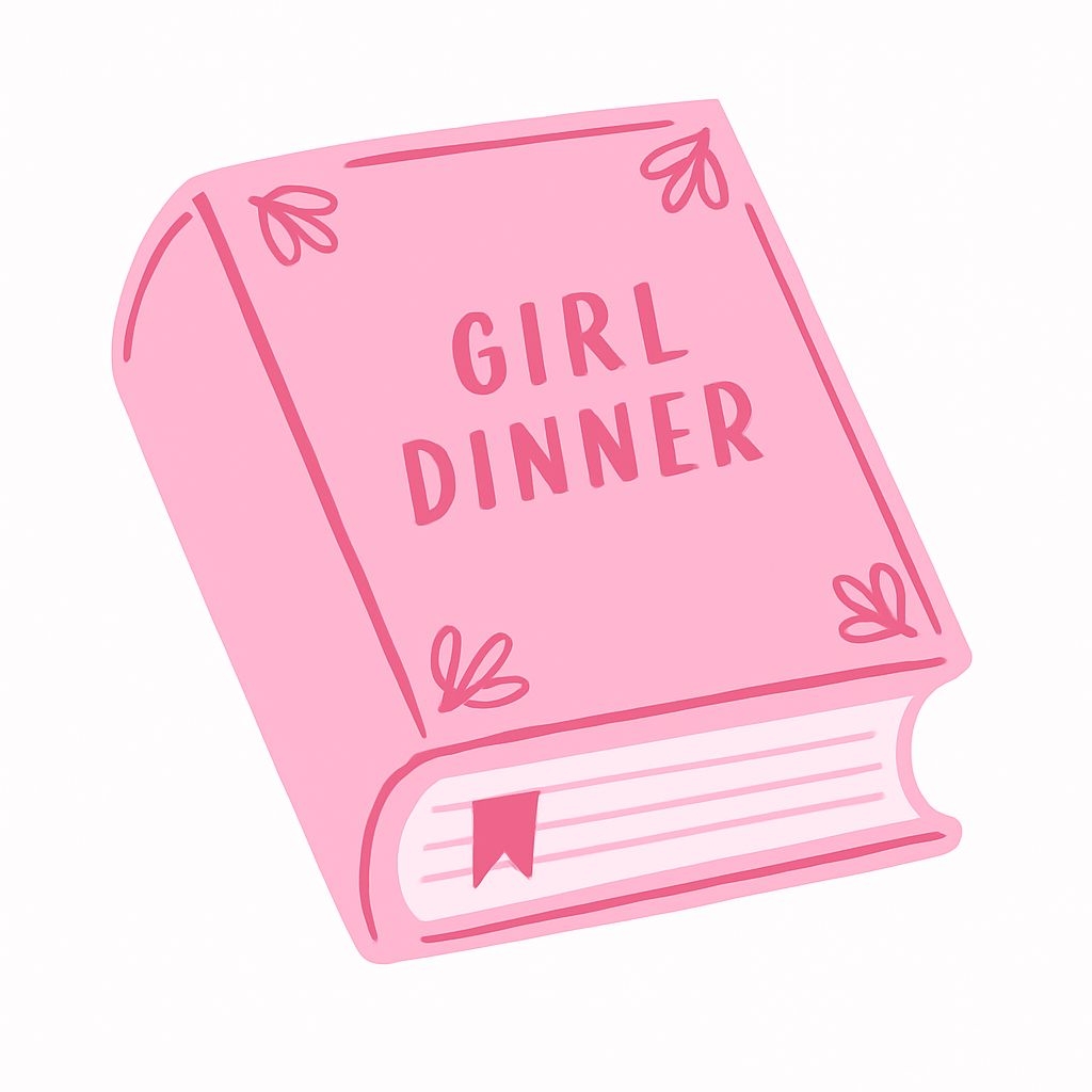 Playful Cartoon 'Girl Dinner' Hardcover Book Illustration Sticker