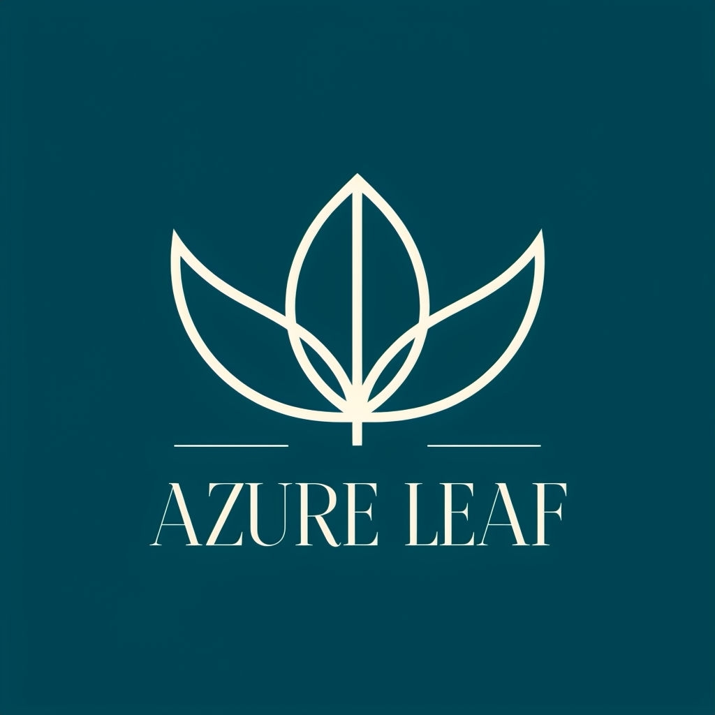 Modern Abstract Azure Leaf Logo on Deep Teal Background