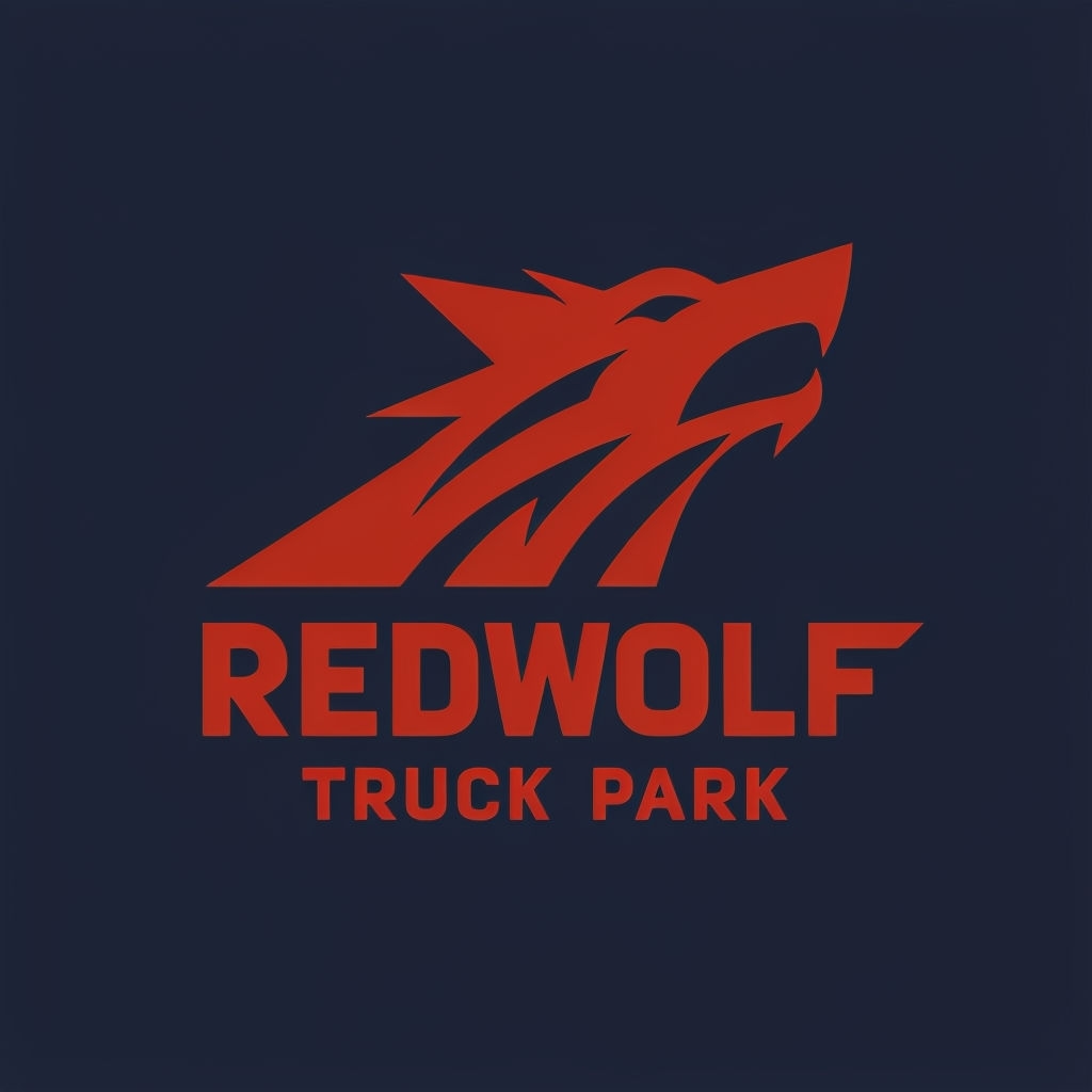 Minimalist Brick Red Wolf Head Logo for Redwolf Truck Park Logo