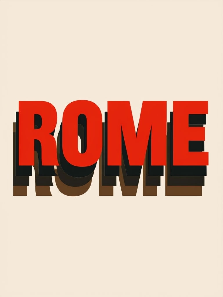 Bold Earthy Typography Design of Rome in Robust Colors Poster