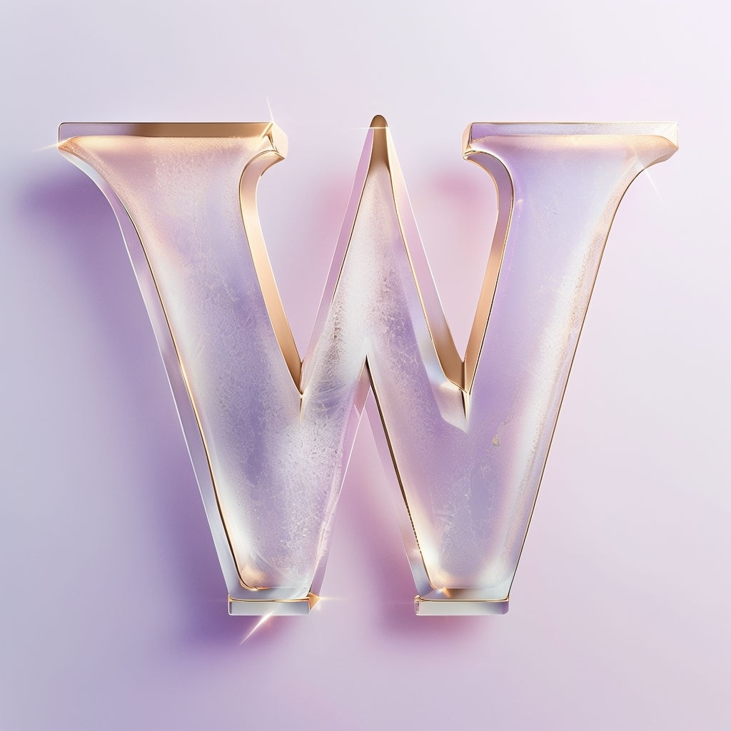 Elegant Gold and Frosted Glass Monogram 'W' Design Artwork Monogram