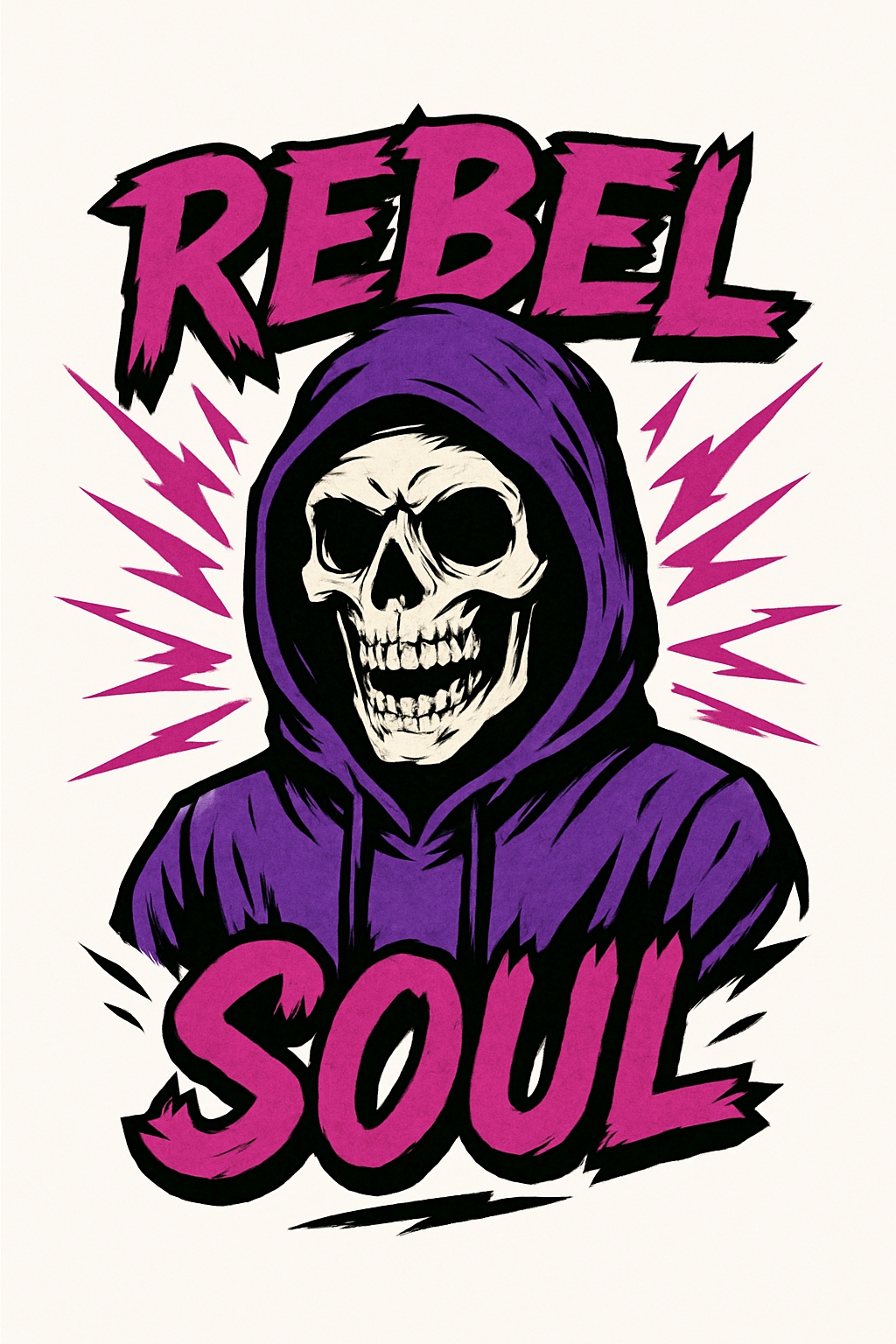 Rebel Soul Skull Hoodie Comic Art T-Shirt