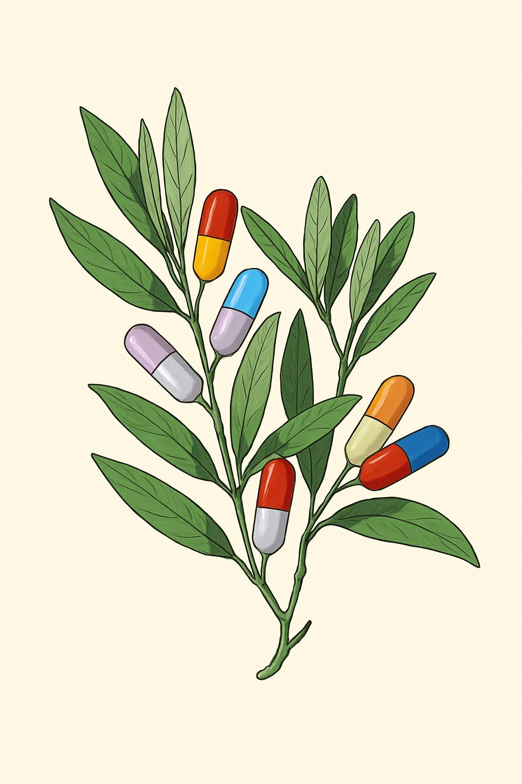 Colorful Surreal Plant with Capsules Illustration T-Shirt