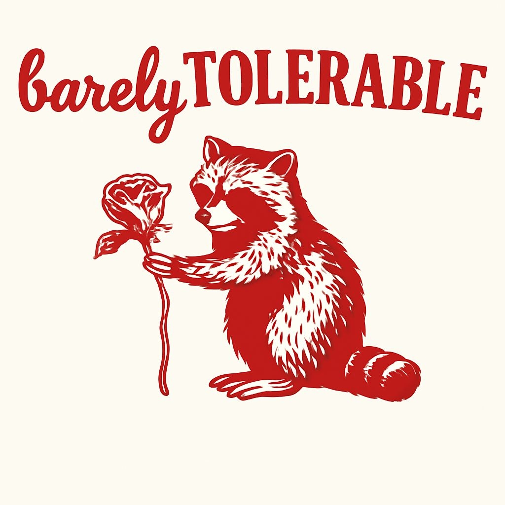 Red Raccoon Holding a Rose Minimalist Graphic T-Shirt