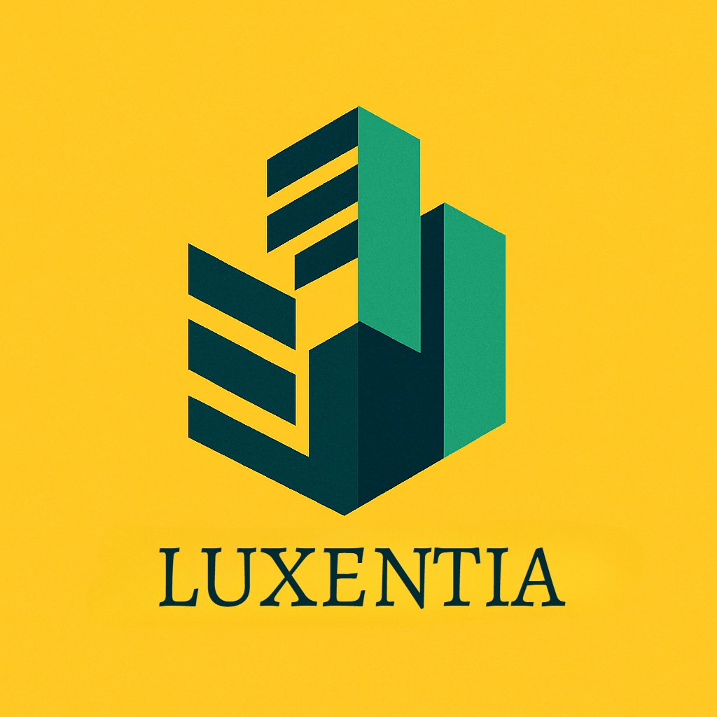 Minimalist Geometric Cityscape Logo Design for LUXENTIA