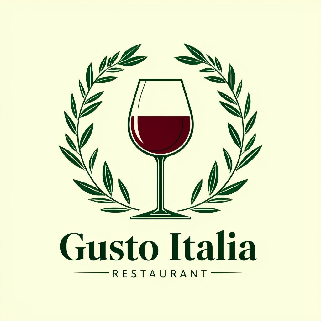 Elegant Gusto Italia Wine Restaurant Logo Design