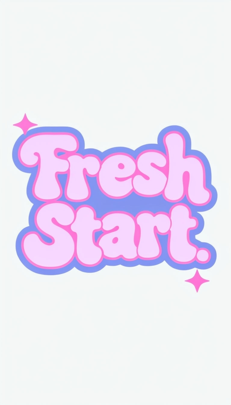 Fresh Start Bubble Text Design with Stars T-Shirt - Playground