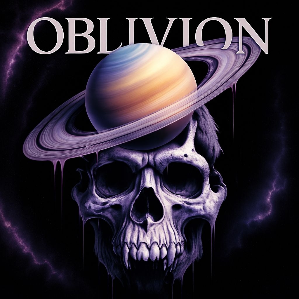 Eerie Oblivion Skull with Planet Halo Artwork for Spotify Album Cover