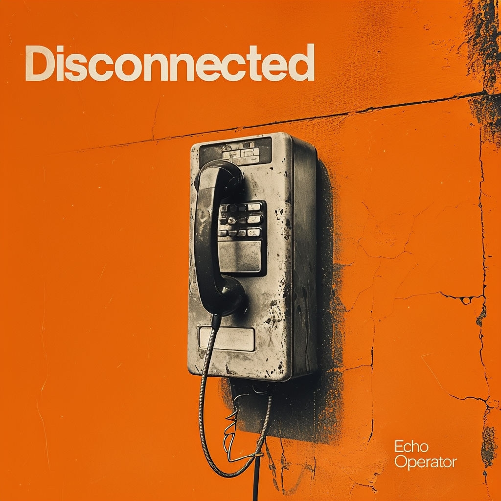 Vintage Payphone on Orange Background with Disconnected Theme Album Cover