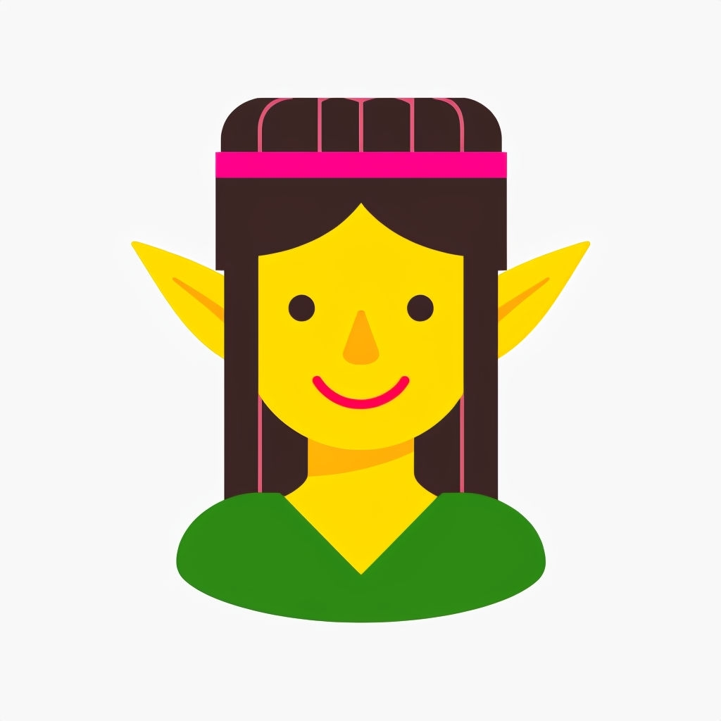 Cheerful Elf Character Icon in Flat Design Style Sticker