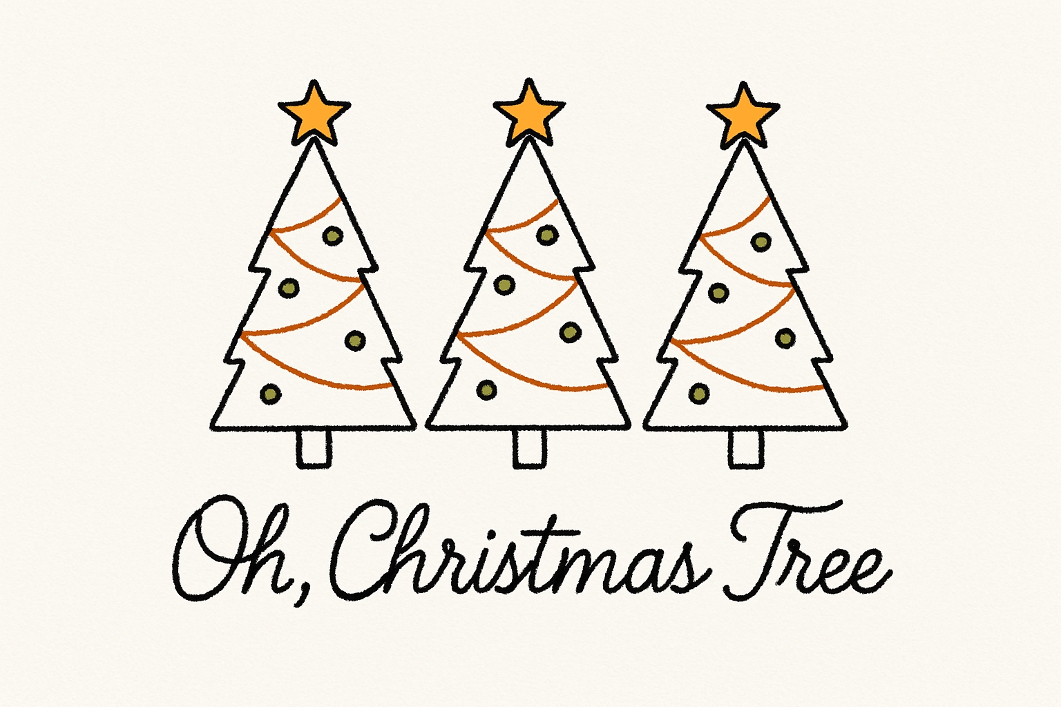 Minimalist Cartoon Christmas Trees with Oh Christmas Tree Text T-shirt