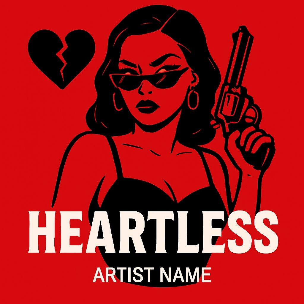Heartless Bold Pop Art Woman Illustration for Album Cover