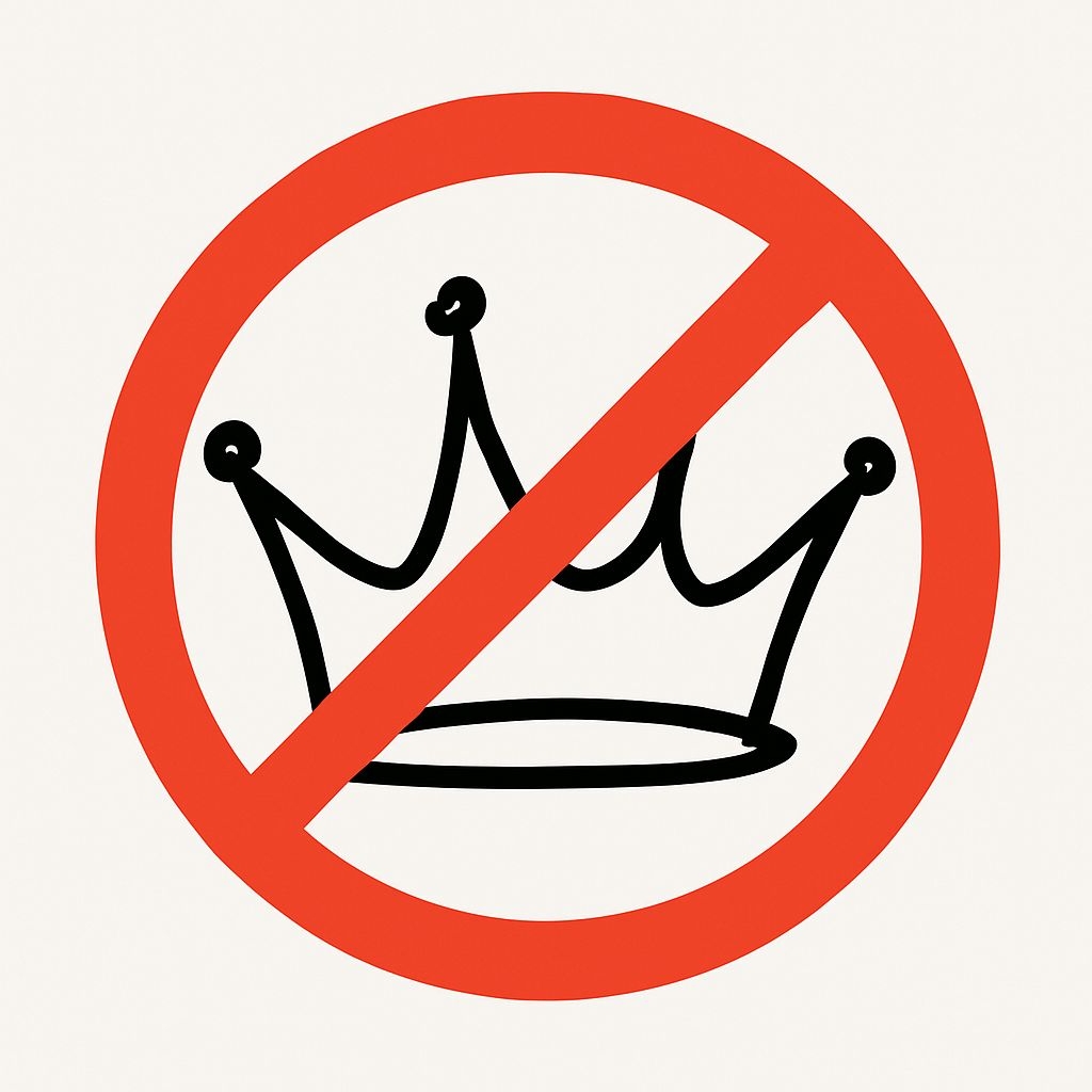 Minimalist Black Crown with No Entry Sign Sticker