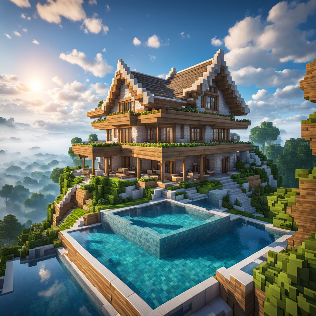 minecraft landscape with a house on it