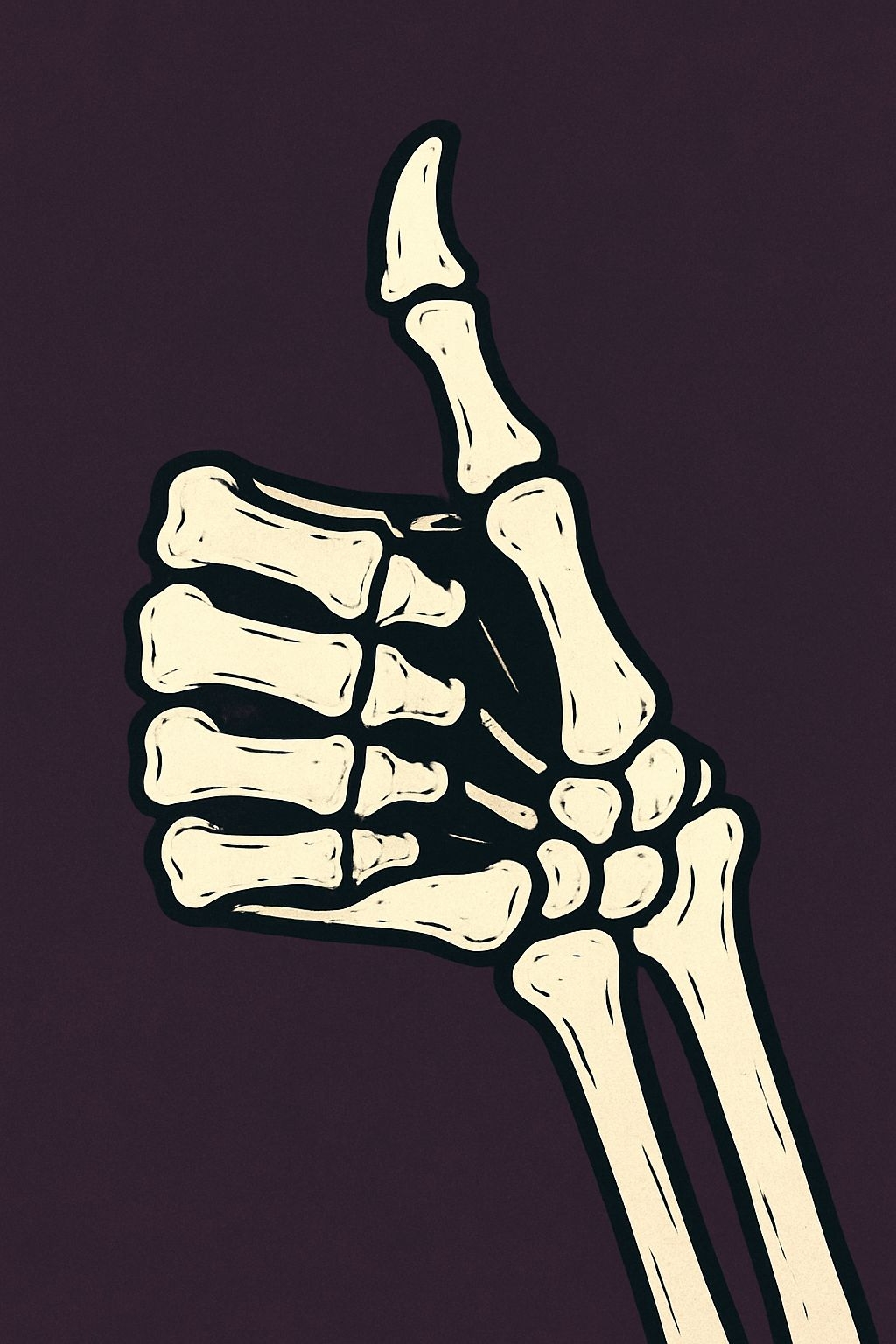 Stylized Skeletal Hand Thumbs-Up Illustration T-Shirt