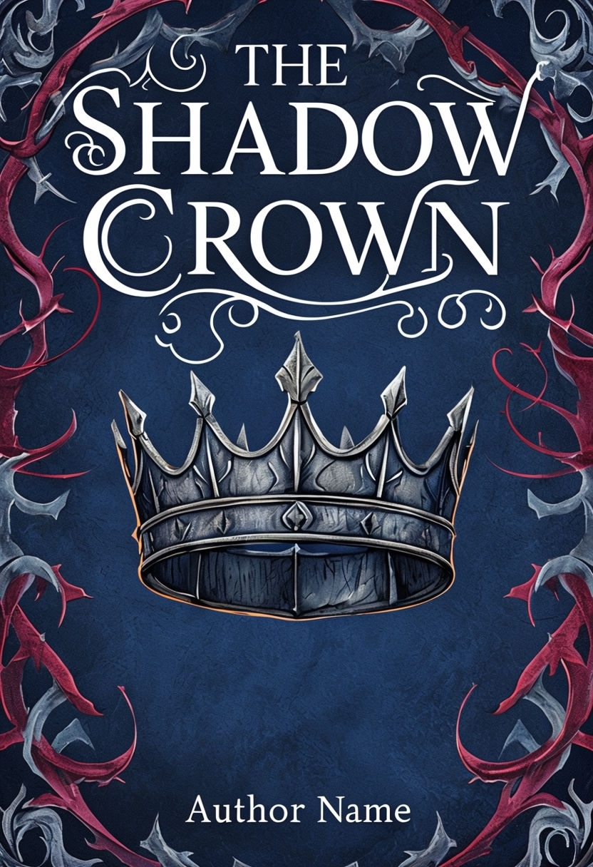 Elegant Shadow Crown Fantasy EBook Cover Design with Intricate Details
