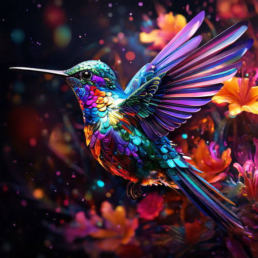 A colorful hummingbird. Fantasy illustration by Criptos Sr. - Playground