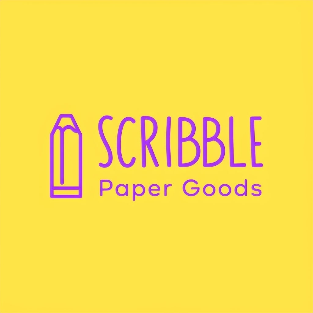 Minimalist Electric Purple Fun Stationery Logo Design with Pencil Icon Logo