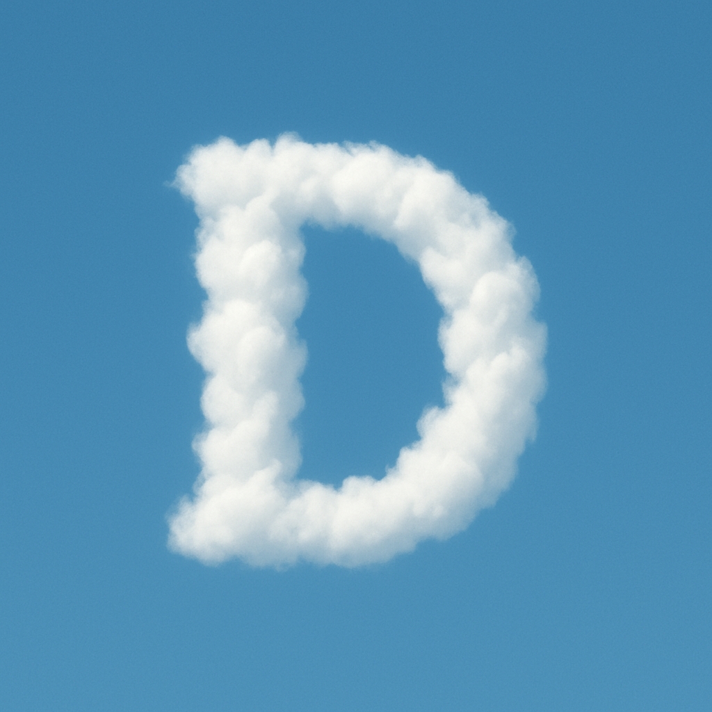 Cloud Formation Shaped Like Letter D Against Blue Sky Monogram