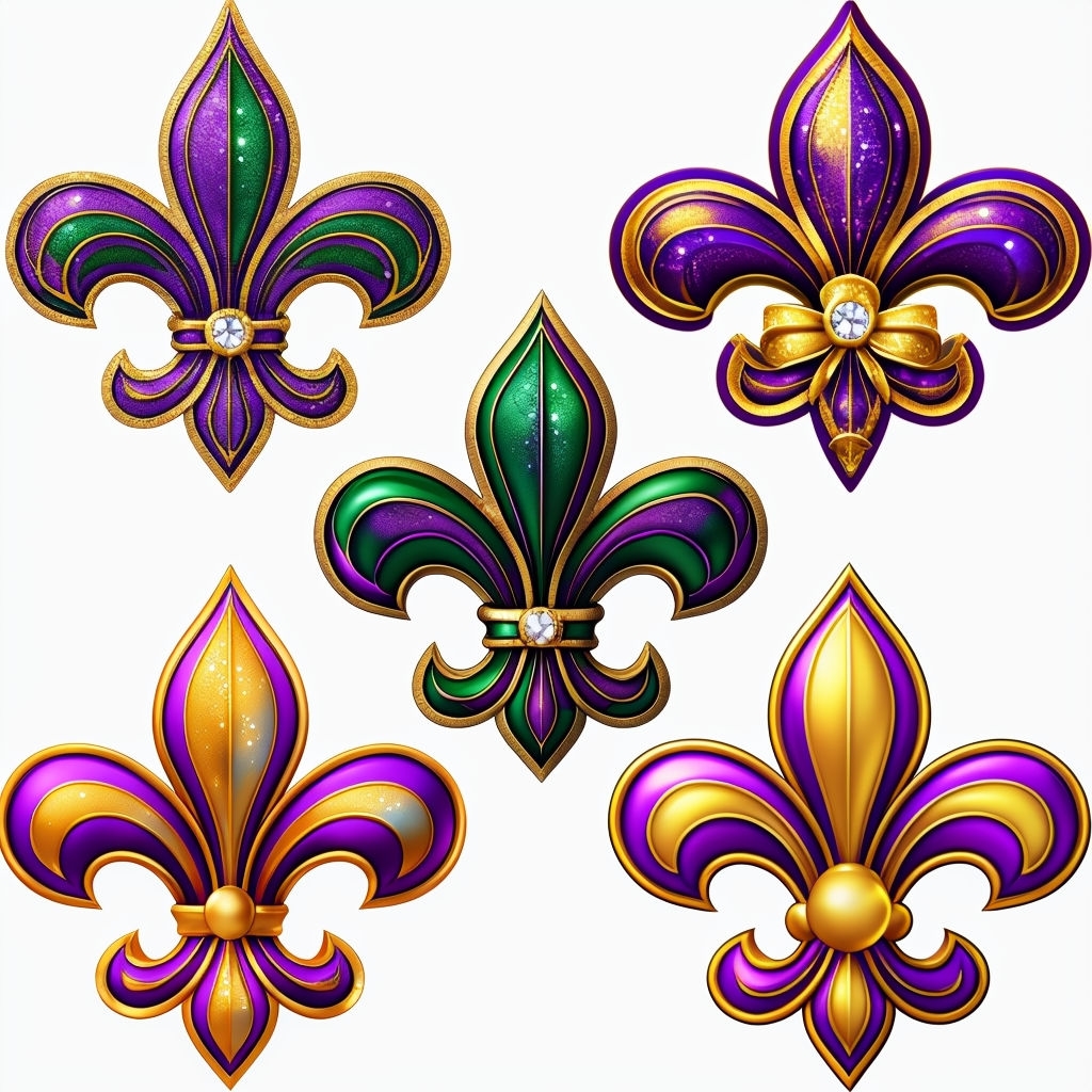 Glittery Fleur-de-Lis Circular Pattern Design for Seamless Patterns