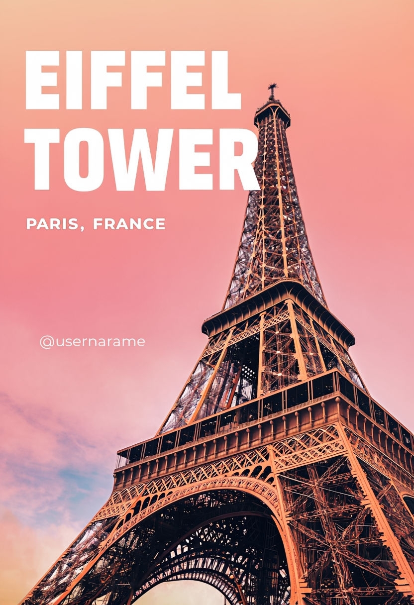 Stunning Eiffel Tower Promotional Photo with Colorful Sky Social Media Post