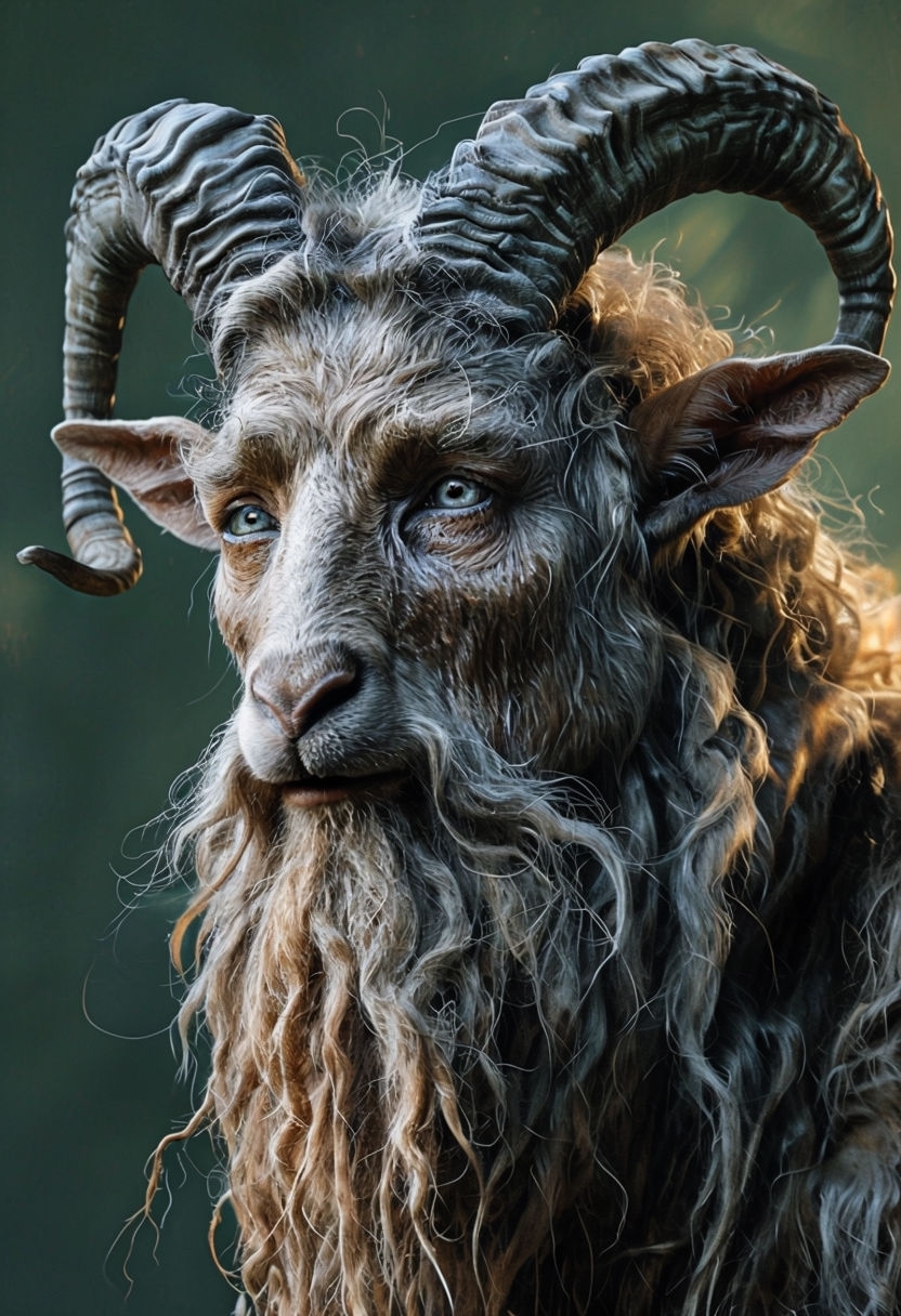 Realistic Elderly Faun Portrait with Noble Features Art