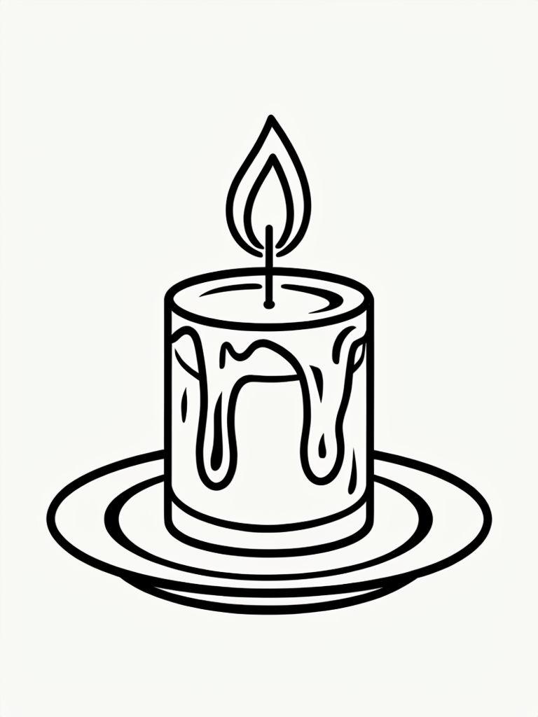 Minimalist Candle Line Drawing for Elegant Coloring Book Pages
