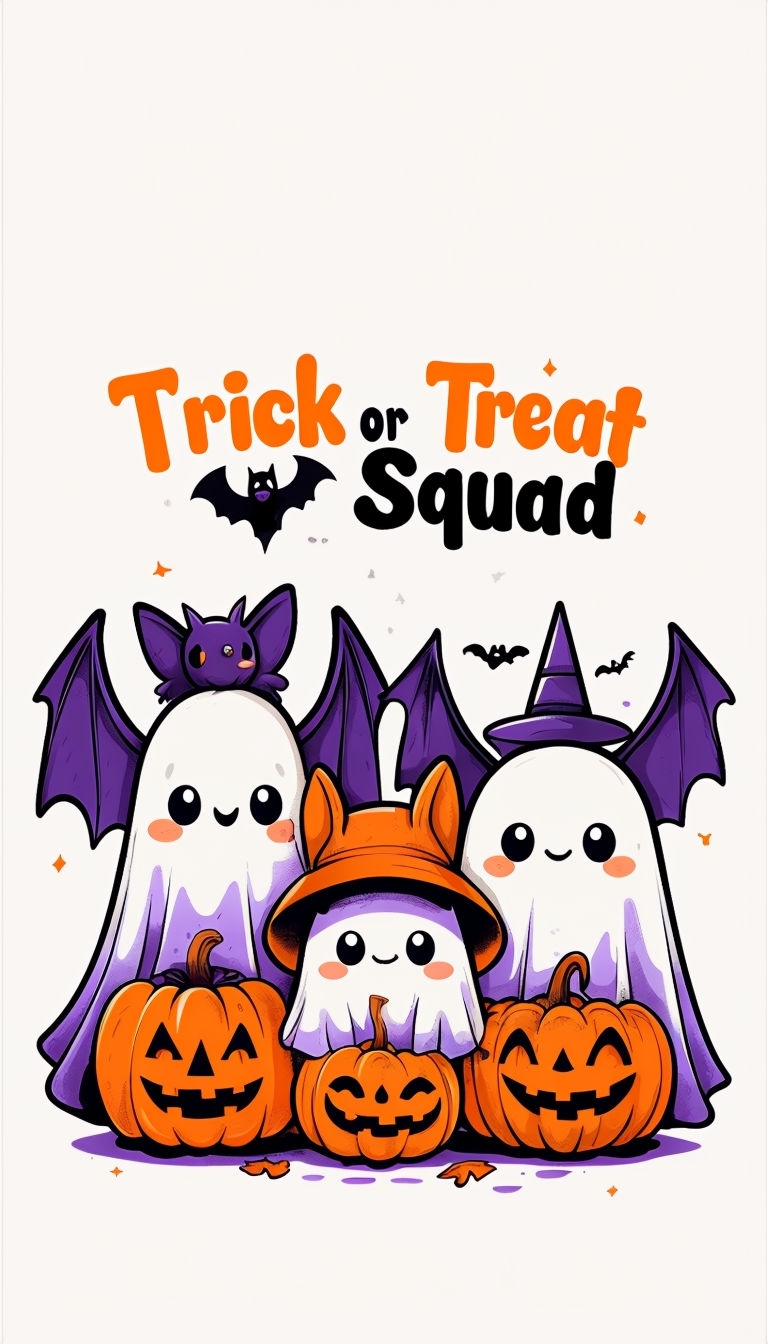 Playful Halloween Trick or Treat Squad Characters Art