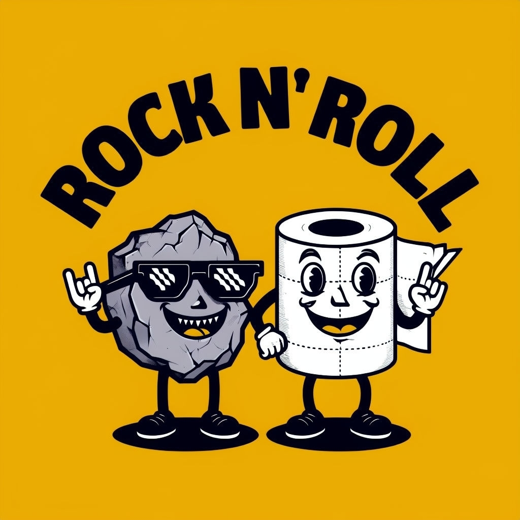 Whimsical Rock 'N' Roll Cartoon Characters T-Shirt