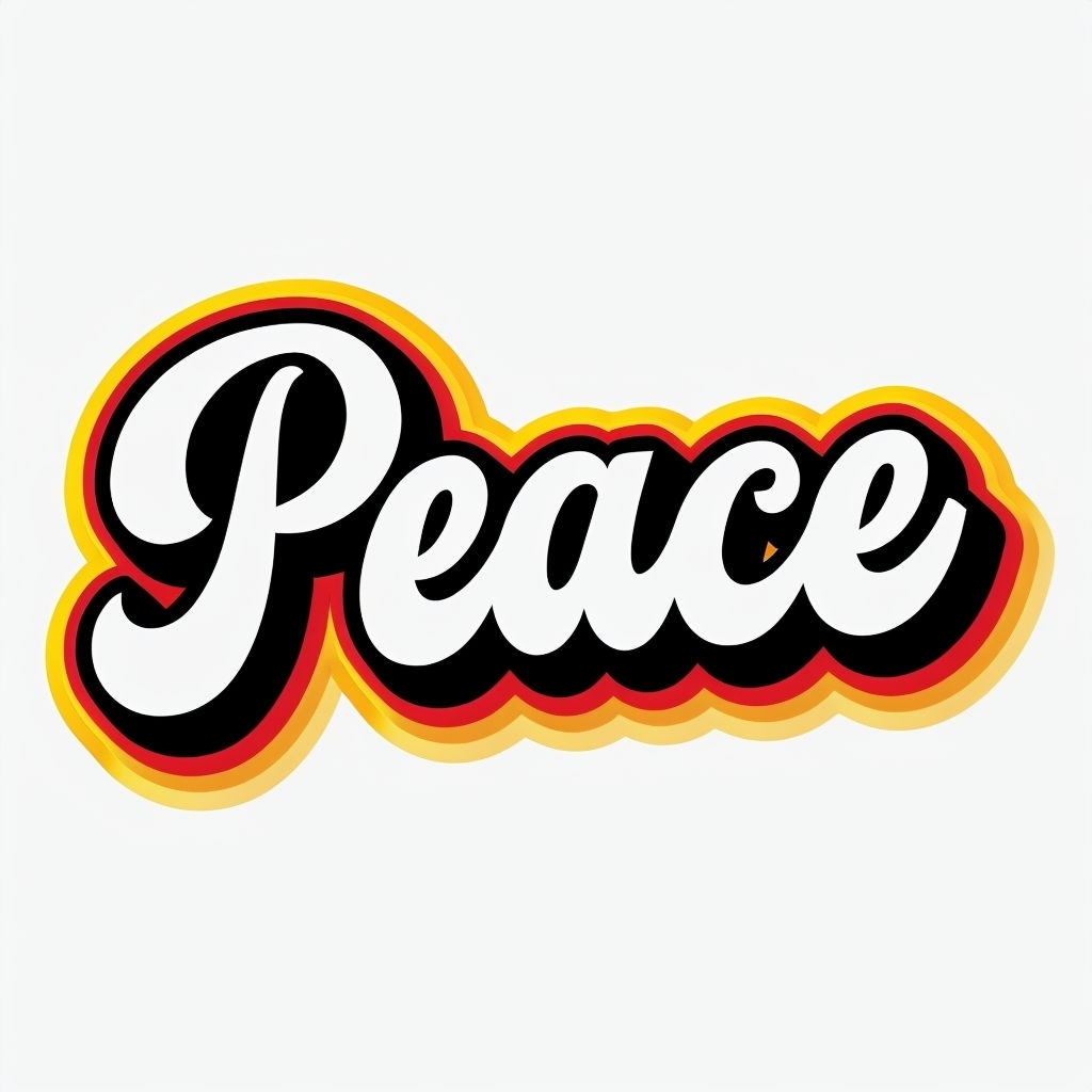 Bold 3D Peace Typography with Colorful Shadows Sticker