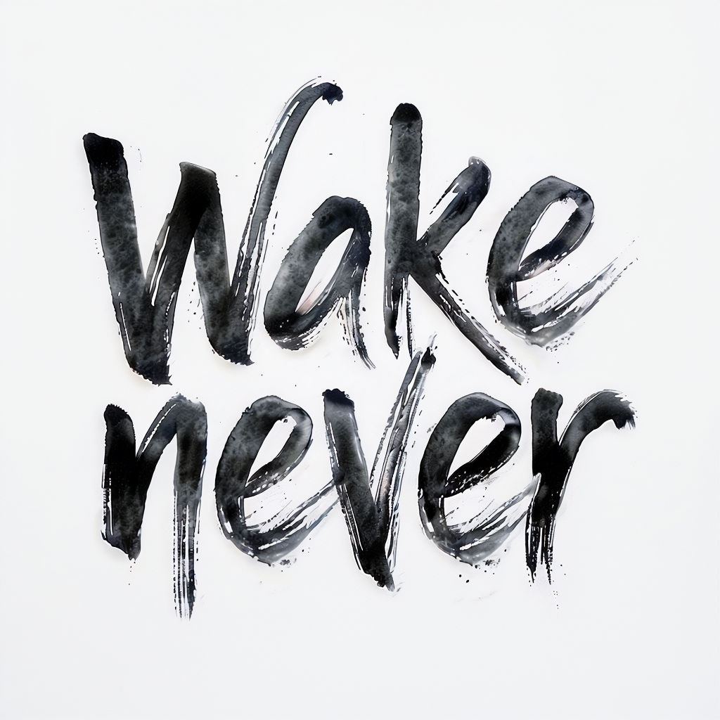 Washed-Out Black "Wake Me Never" Watercolor Sticker
